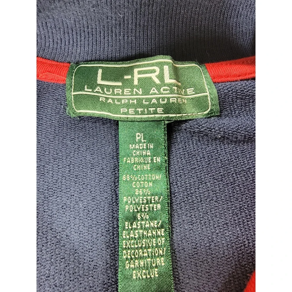 LRL Lauren Ralph‎ Lauren Petite L Track Jacket Full Zip Equestrian Embroidered